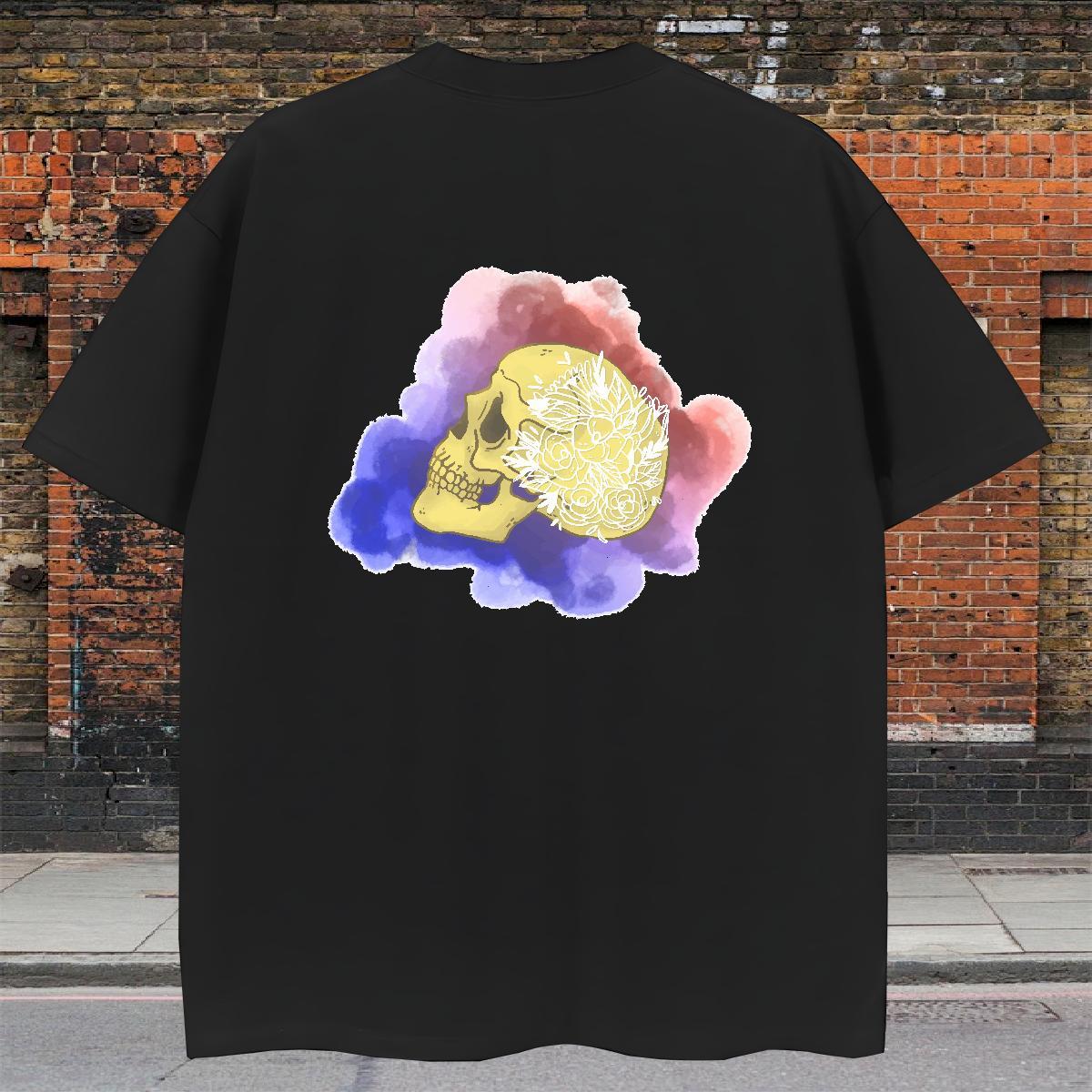 Designer T Shirts Men skull Clothes 230g Pure Cotton Street Free Shipping Custom Cartoon Breathable Short Sleeve Men Tops Tees