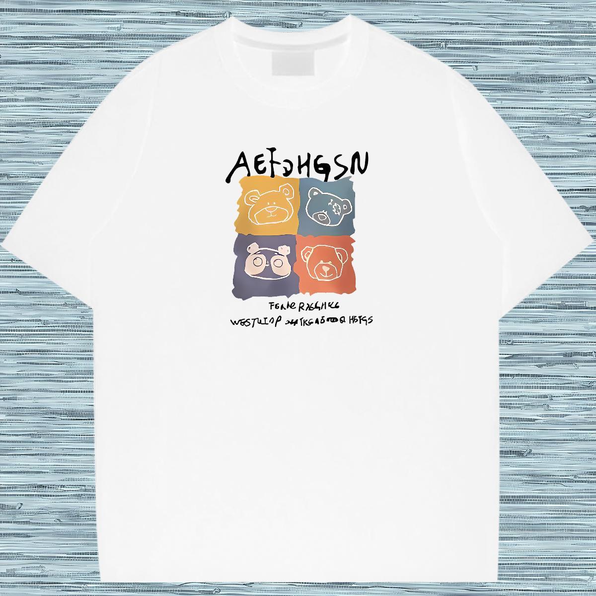 Free Shipping T Shirt For Man bear Short Sleeve O-Neck Casual Beach DIY Logo Oversized 230g Cotton Men Clothes T-Shirt 2024 DIY Tops Shirt