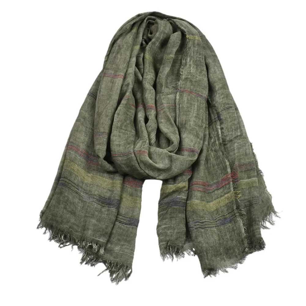 Fashion mens scarves cotton linen yarn dyed stripes mens scarves with tassels long shawls autumn mens accessories Bufanda packaging W240824