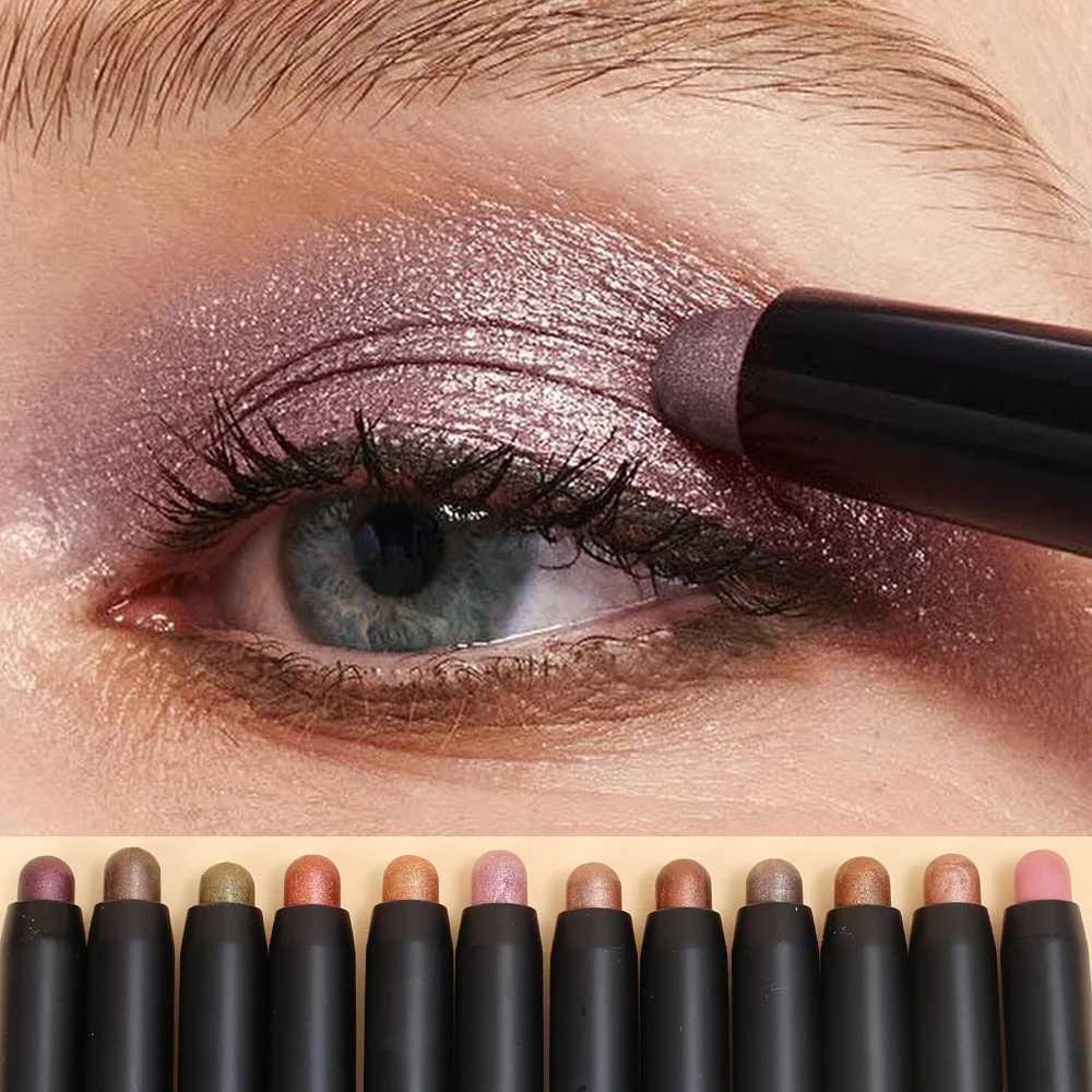 Double-ended Eyeshadow Stick 12 Colors Lasting Glitter Shimmer Eye Shadow Highlighter Pen Waterproof Sparkling Eye Beauty MakeupCL240812