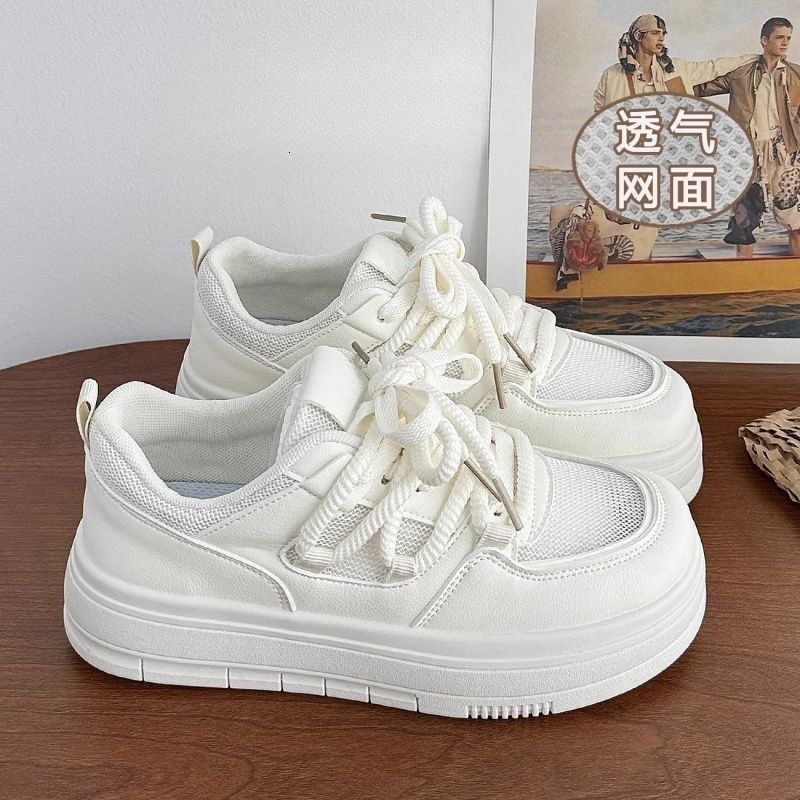 Ddmysports Yiya Little White New Summer Thin For Women Breathable Mesh Versatile Thick Soled Board Shoes Outdoor