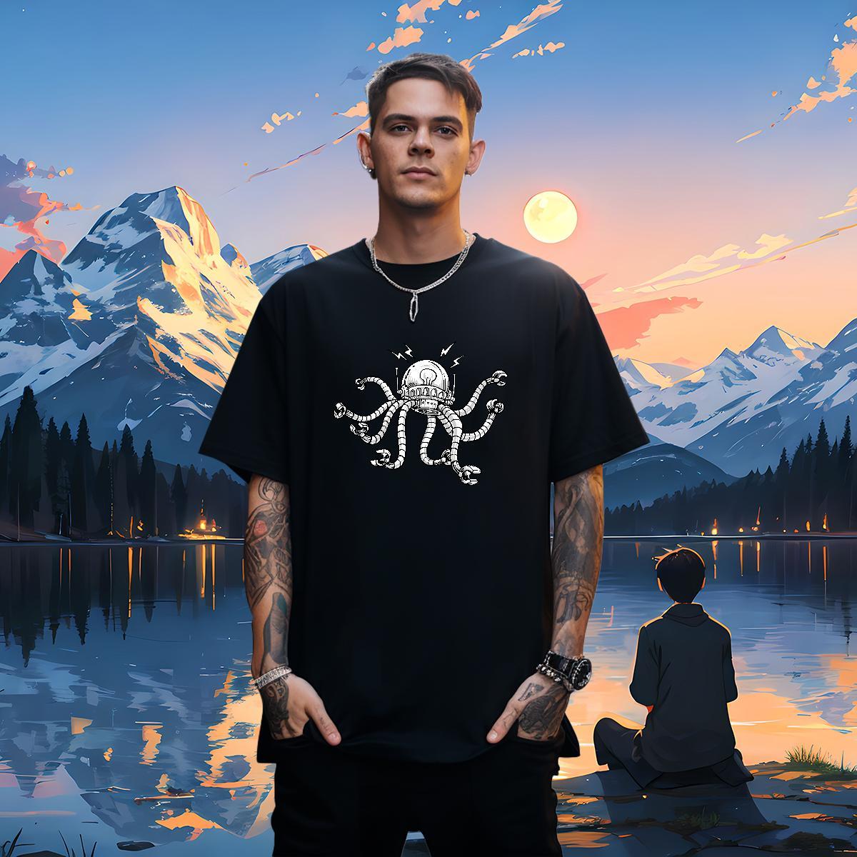 High Quality Mens Tshirts robot 230g Cotton Casual Daily Wear Short Sleeve Soft T-Shirts Oversized Casual New Tops