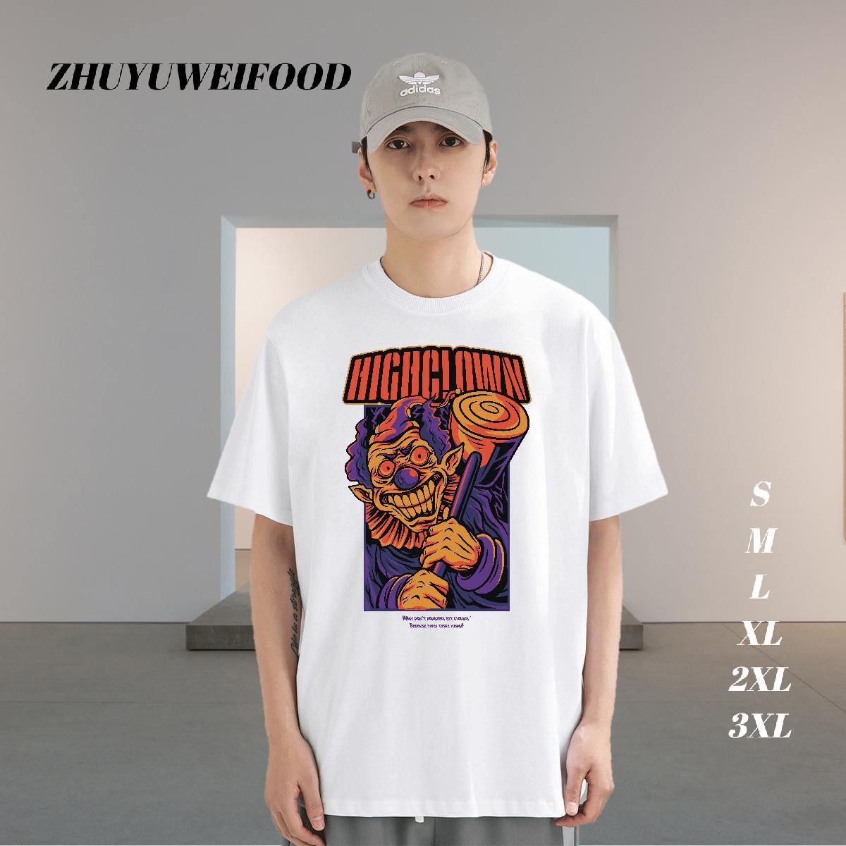 Stylist T-Shirts for Men portrait Wear 230g Cotton Casual Daily Wear Popular Anime Crew Neck Breathable Men Tshirts