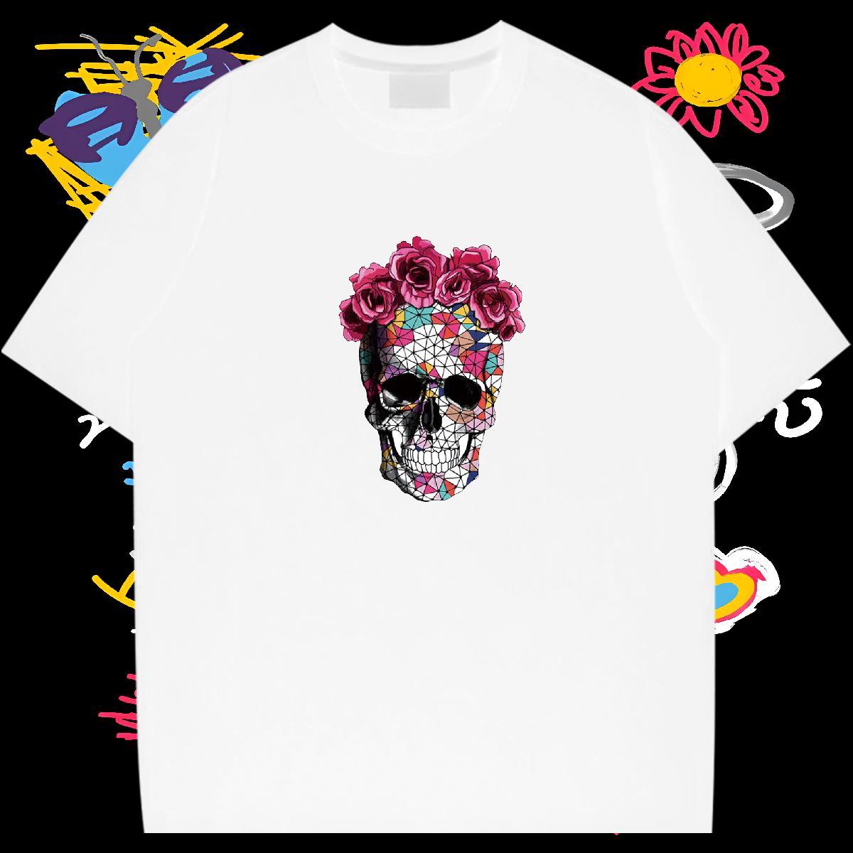 DIY Customized T-Shirts for Men skull Tee Shirt 100% Cotton 230g Anime Printing Street Free Shipping DIY Anime Short Sleeve Soft Tshirts