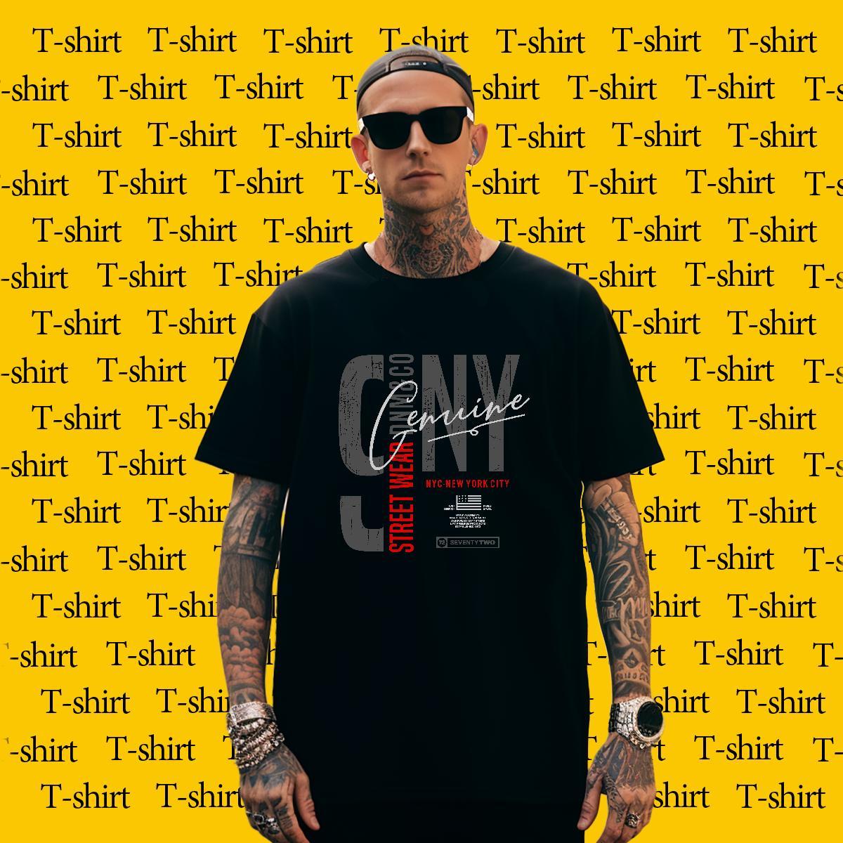TOP Quality letter T Shirt For Man Street Men Tees 230g Pure Cotton Fashion New O-Neck Short Sleeve Graphic Tops