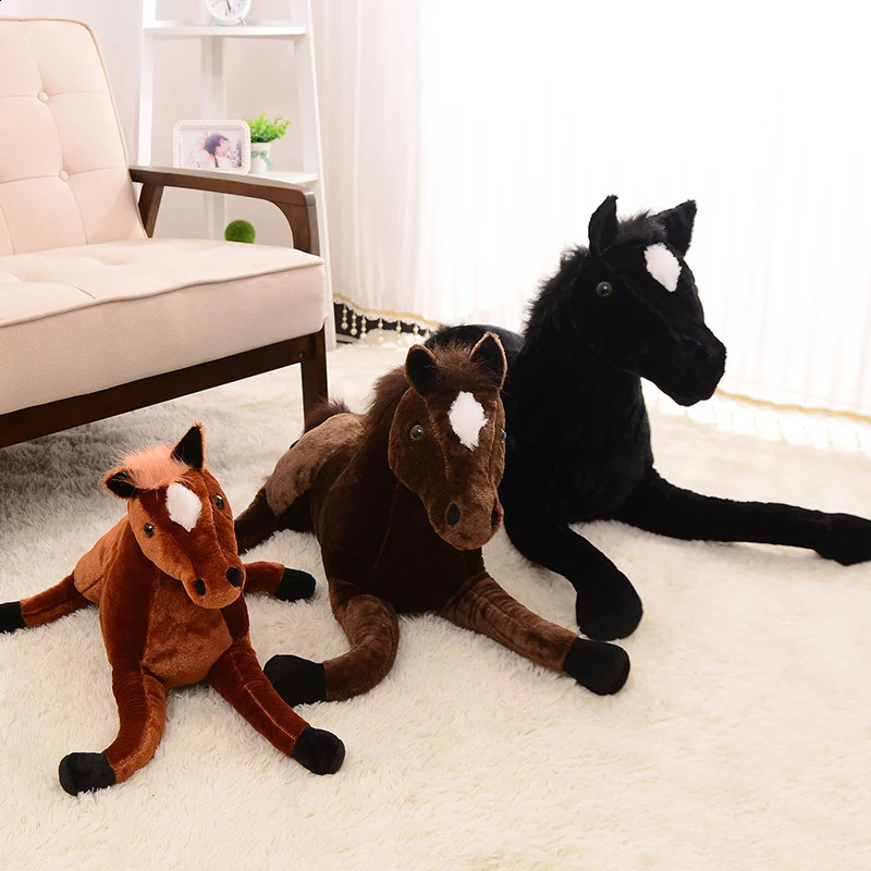 1PC Simulation Animal 70x40cm Horse Plush Toy Prone Horse Doll For Birthday Boys Gift 240807