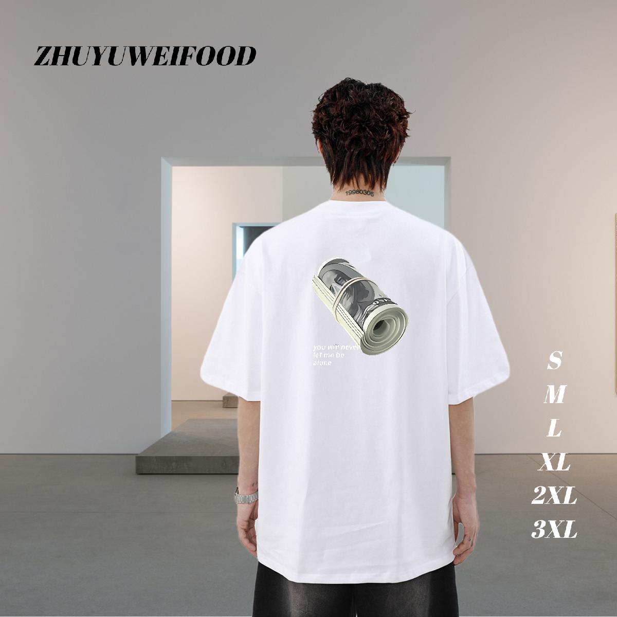 DIY Customized T Shirt For Man money Top Tees 100% Cotton 230g Outdoor Cool Design Anime Print Crew Neck Breathable Men Clothes T-Shirt