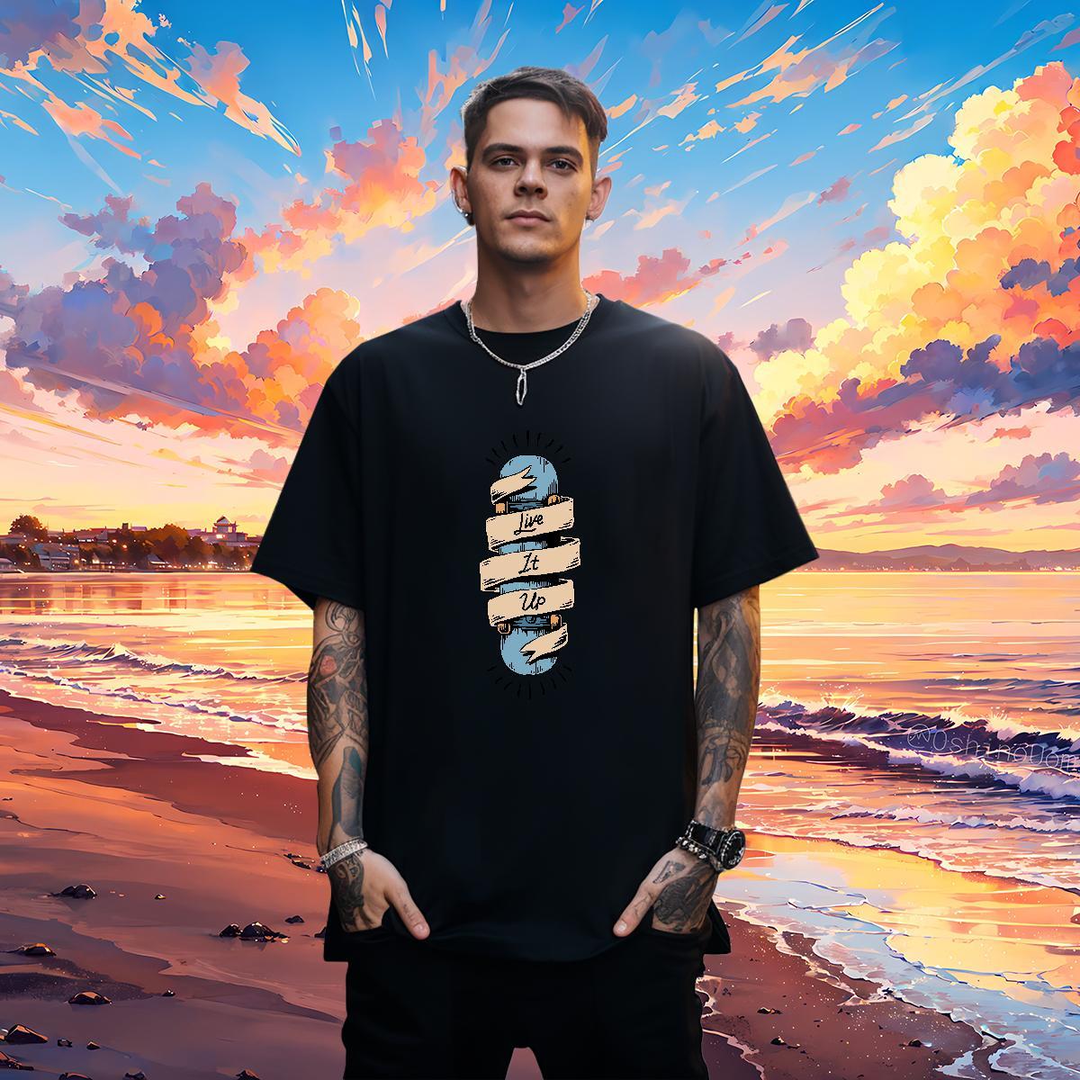 Comfortable Couples T Shirts skateboarding 100% Cotton 230g Casual Beach Breathable Short Sleeve Man T Shirts Plus Size Cartoon 2024 Designer Clothing