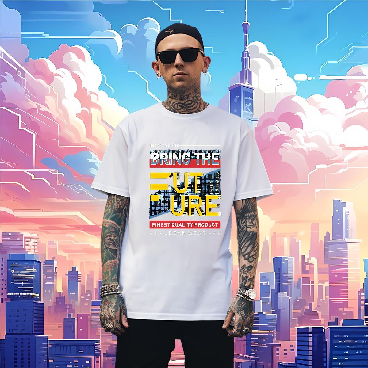 Comfortable Tshirts letter 100% Cotton 230g Outdoor Round Neck Short Sleeve T Shirts Men Customized Print Stylist Polos