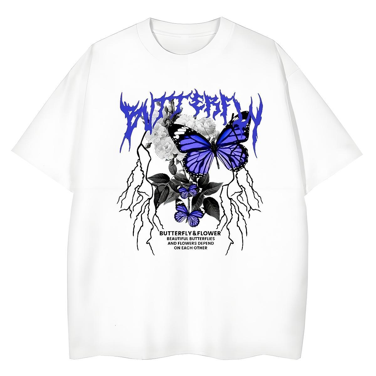 TOP Quality Men Tshirts Sport 230g Pure Cotton DIY Printed Crew Neck Breathable Butterfly T Shirt For Man Custom Tees