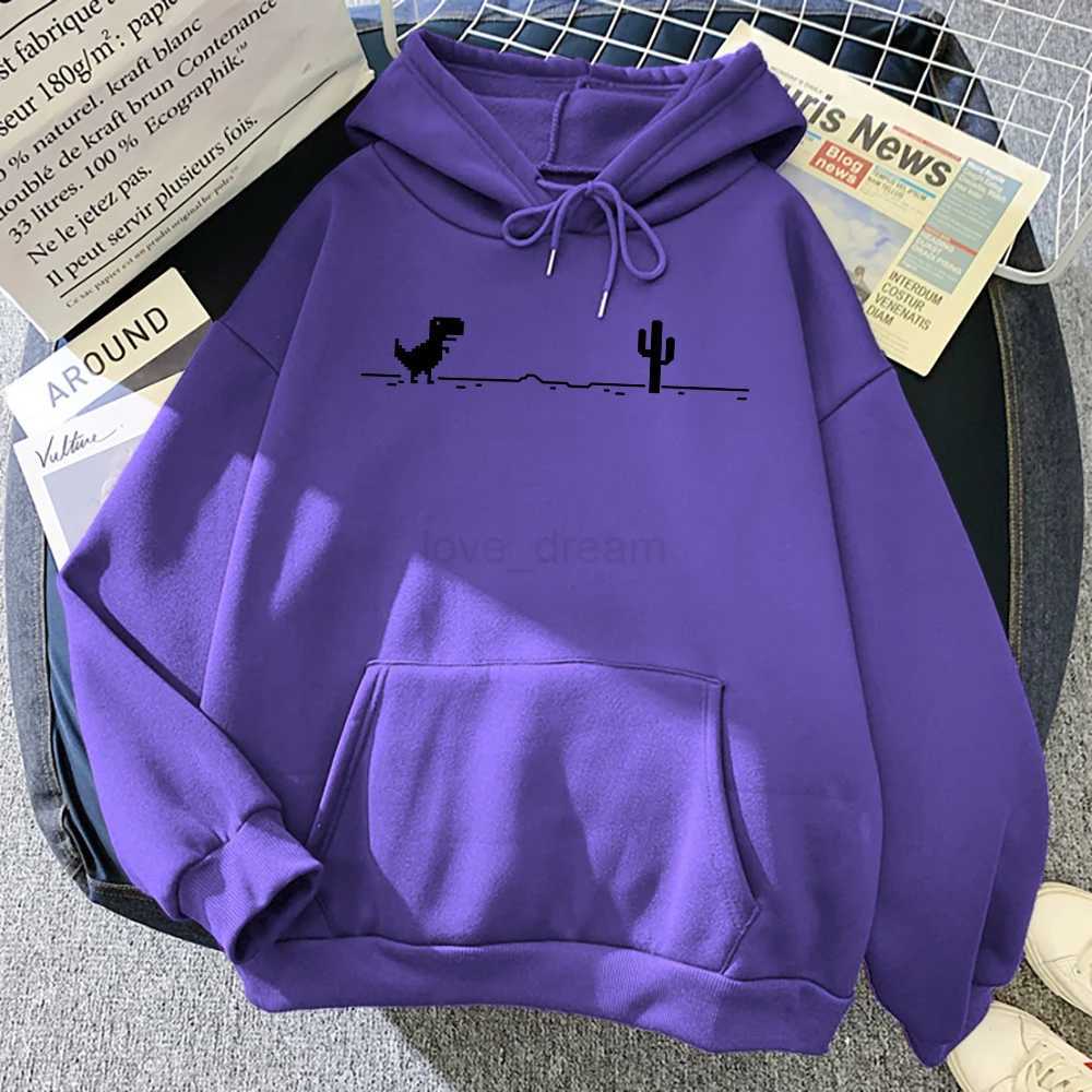 Mosaic Game Cactus Little Dinosaur Men Hoodies Autumn Loose Streetwear O-Neck Casual Sweatshirt Pocket Fleece Warm Mans HoodyXJ240812