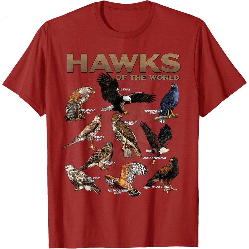 25ss Casual T shirt for Mens Hawks Animals the World Educational Birds of Prey Birder T-Shirt Shirts Tshirt Graphic Tee Tops Clothes Short sleeve Free