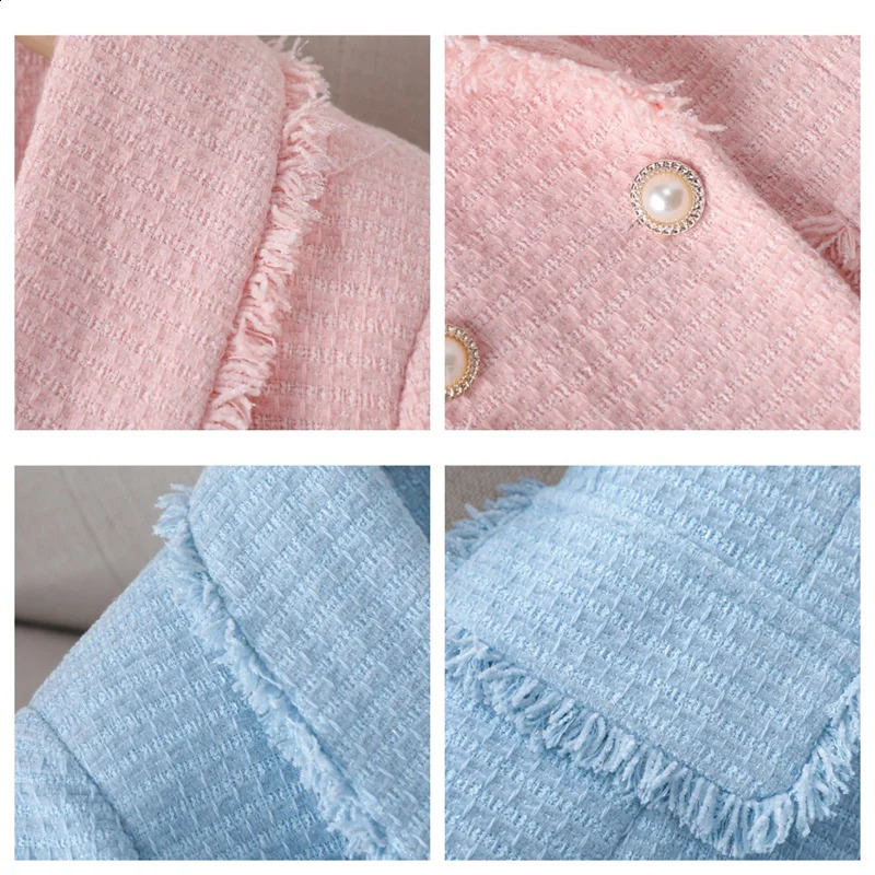 Small Fragrance Coat Women Blazers Spring Autumn Double-Breasted Suit Jacket Lady Outerwear High-end Tweed Blazer Female 240812