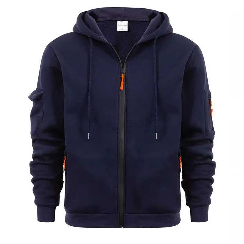 Mens Full Zip Hoodie Jacket Hooded Plain Pocket Sports Outdoor Daily Designer Basic Casual Autumn Winter Hoodies SweatshirtsXJ240812