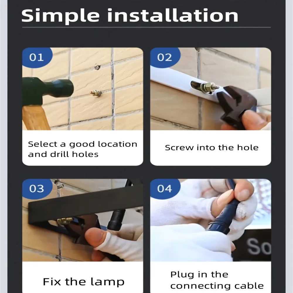Solar Lights Outdoor Garden LED100W/200W Refletor Garden Buildings Sunlight Waterproof Lamp Spotlight Emergency Wall LightCL240809