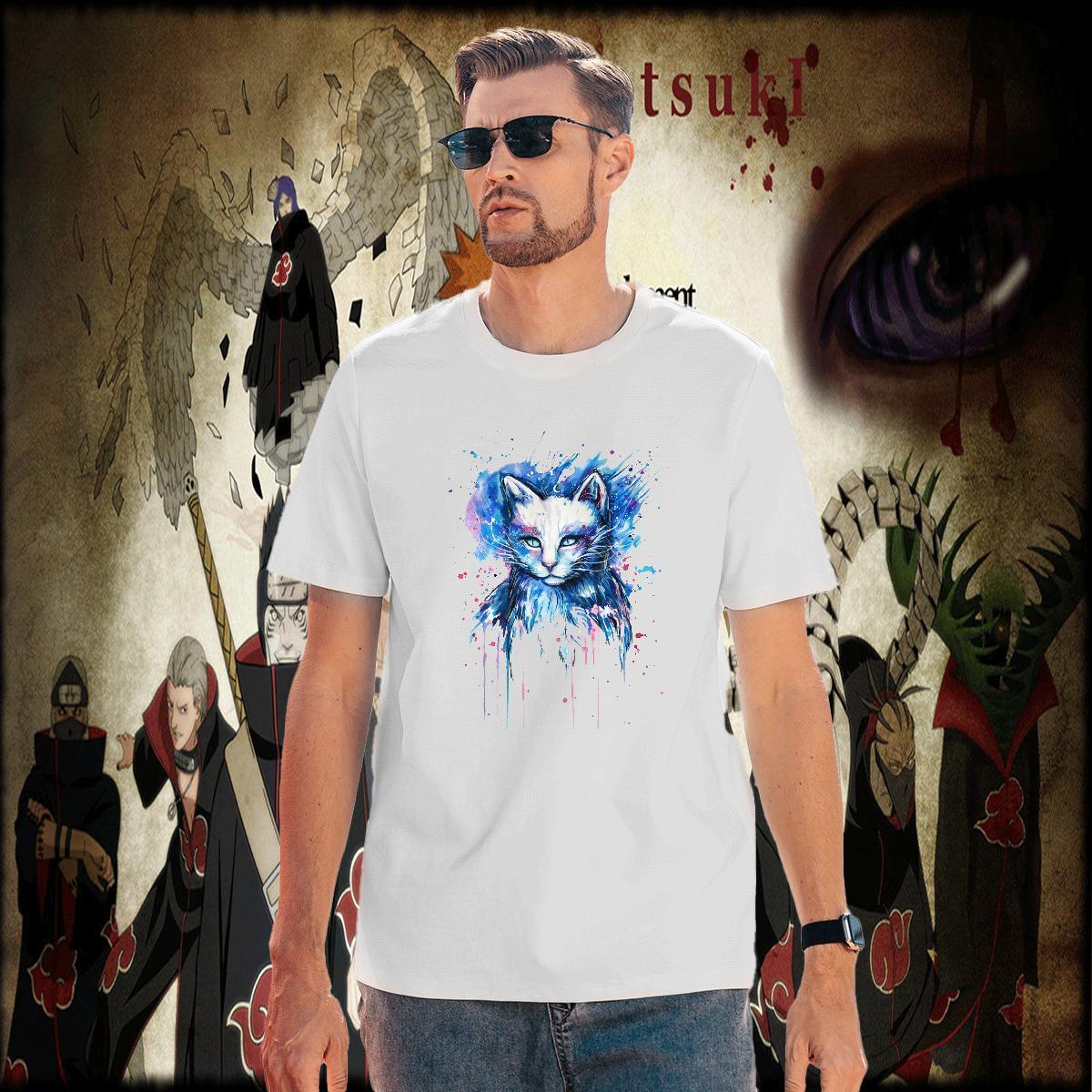 2024 230g Cotton Mens T Shirts cat Hip Hop Street Men Clothes T-Shirt Polos Short Sleeve O-Neck TOP Quality Cartoon Print