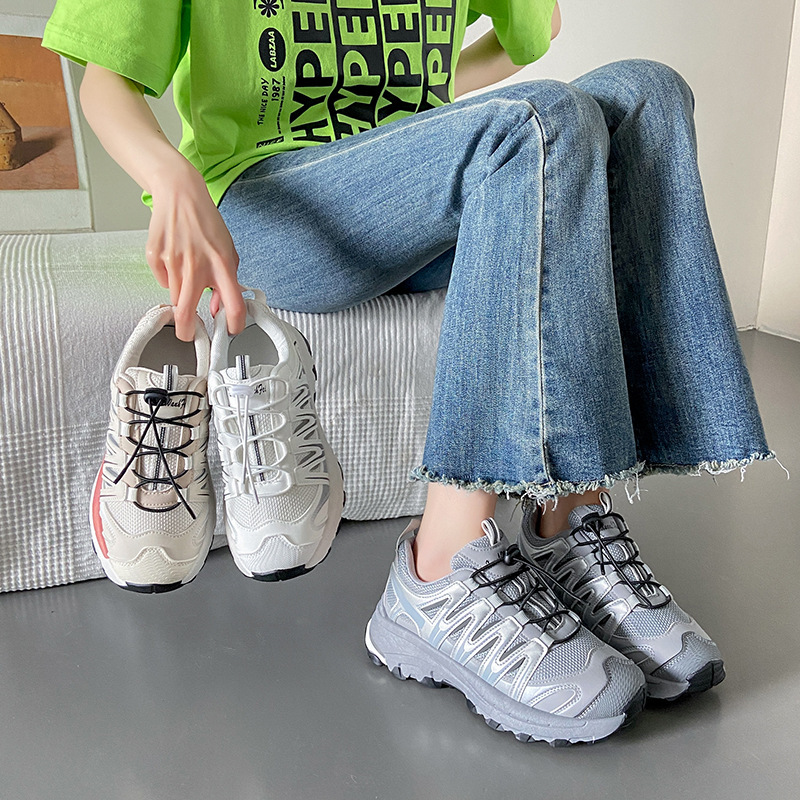 Ddmysports Autumn New Breathable Sports Shoes Thick Soled Dad Students Korean Version Height Increasing Running For Women V Outdoor Shoes