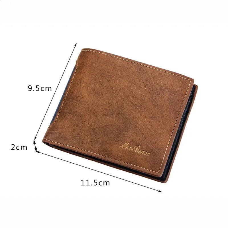 Mens wallet short fashion casual splicing multi card slot three fold bag mens business 240810