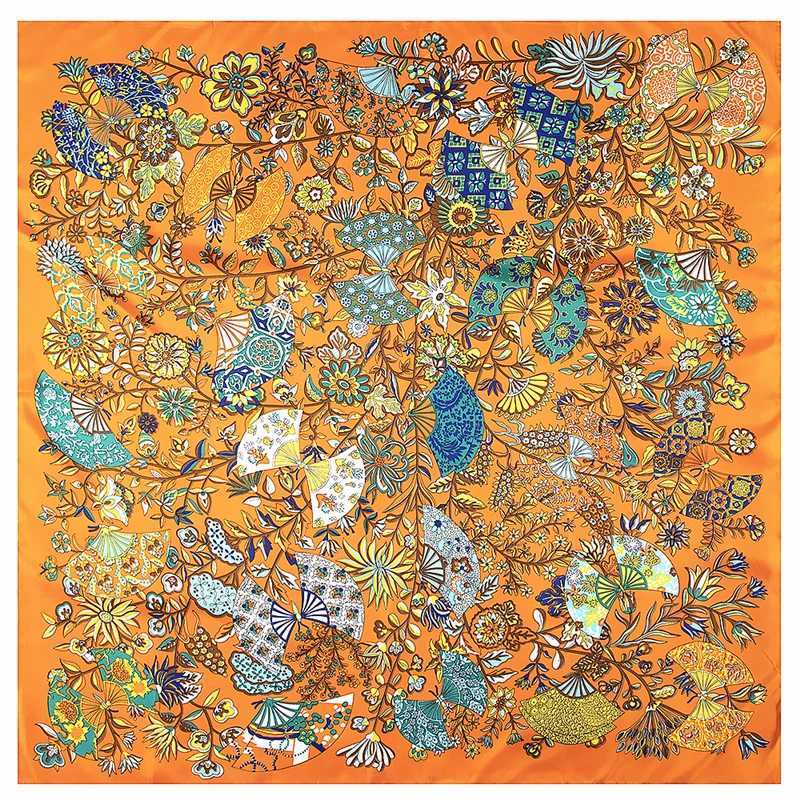 Luxury brand new pollen factory womens scarf twill silk square scarf Bandanna Kerchie womens cape scarf W240810