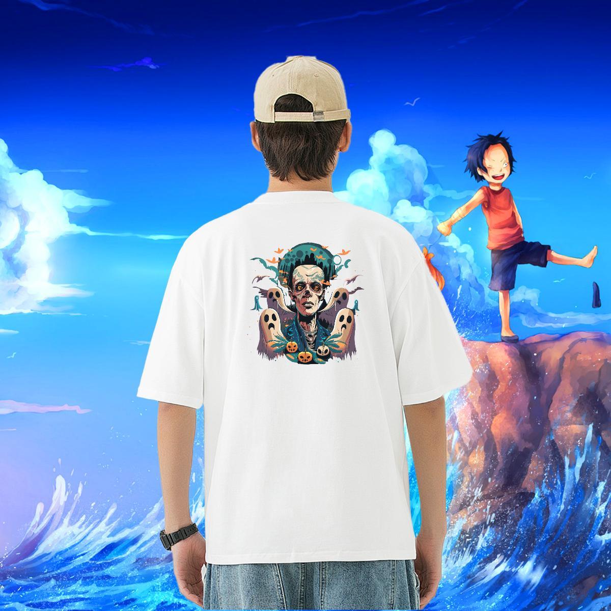 DIY T Shirt For Man skull Tees Shirts 100% Cotton 230g Street Loose Custom Print Oversized Crew Neck Men Tshirts