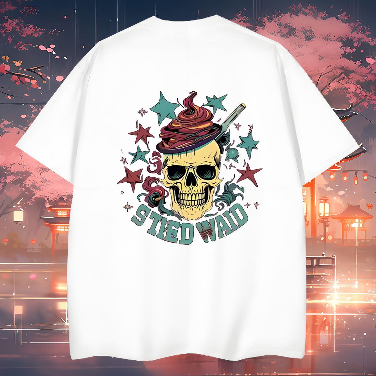 2024 Mens T Shirts skull Top Tees 100% Cotton 230g Spring Summer High Quality Anime O-Neck Short Sleeve Couples T Shirts