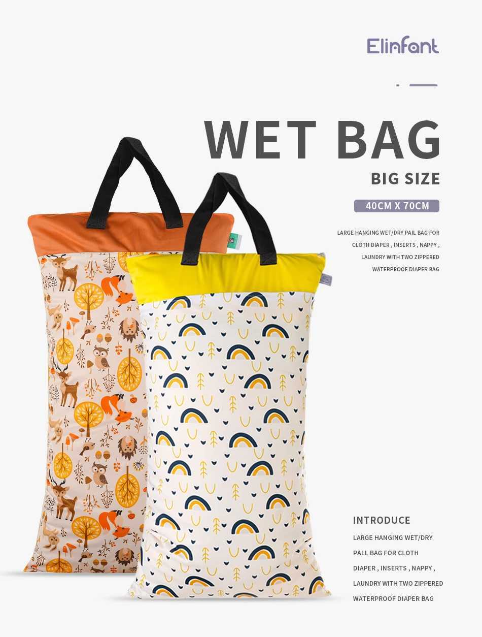 Elinfant 1 piece laundry room with two zippered waterproof diaper bags large hanging wet/dry paint bag used for inserting diapers W240812
