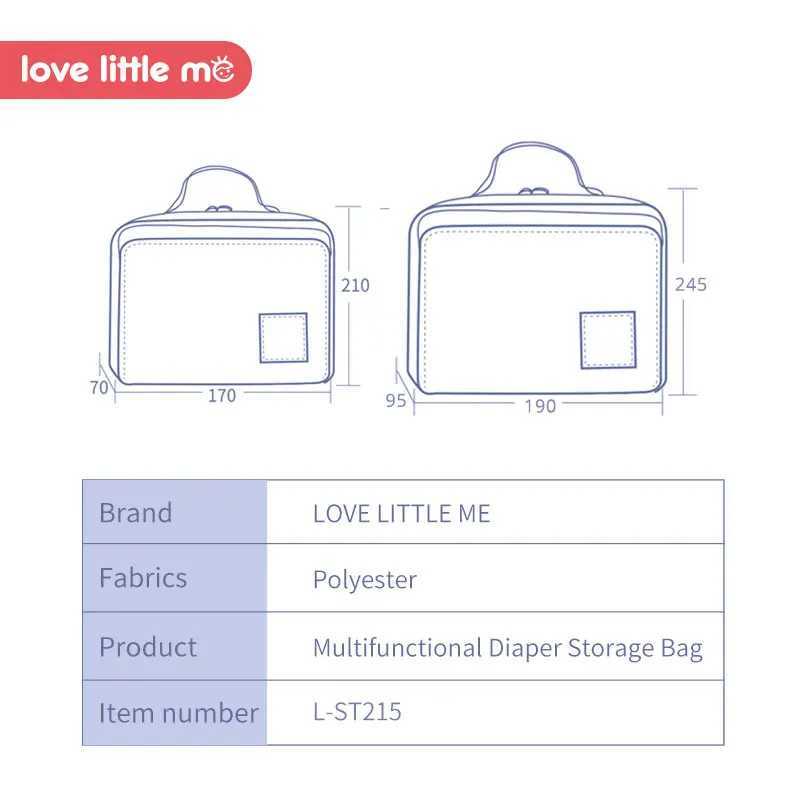 Love Little Me Portable Baby Diaper Bag Pregnant Bag Waterproof Wet Cloth Diaper Bag Reusable Diaper Cover Baby Care W240812