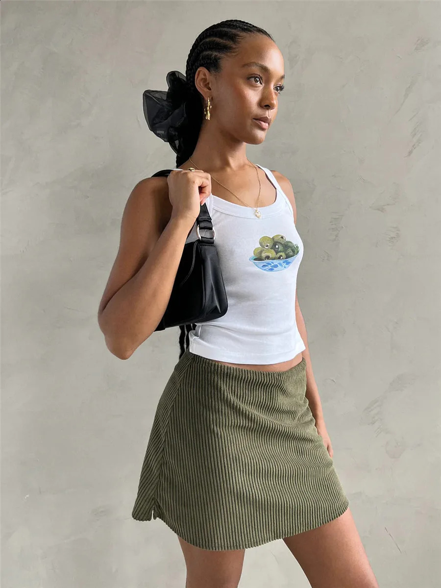 Womens Ribbed Crop Tank Tops Summer Slim Fit Scoop Neck Sleeveless Print Camis Vest Female Basic Sling Tops Club Streetwear Y2K 240812