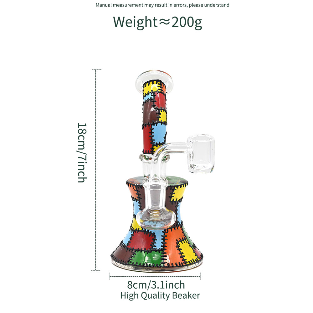 Glass Water Pipe With Jigsaw Themed Glass Bong Patchwork,Borosilicate Glass Hookah,Hand Painted,Cute Patchwork Glass Smoking Item,Smoking Accessaries,