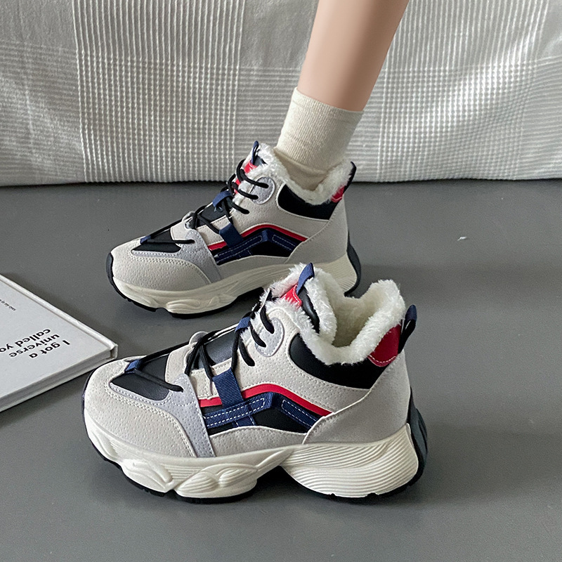 Ddmysports Instagram Korean Version New Plush Dad Shoes For Women Winter Student Sports Running Leisure Thick Soles With Increased Height B Outdoor Sh