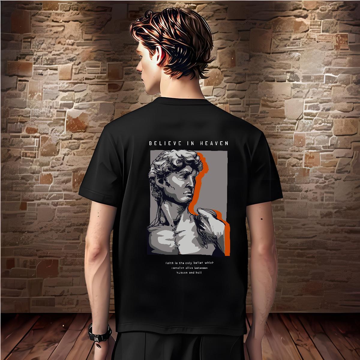 T Shirt For Man 230g 100% Cotton portrait Summer Casual Breathable Short Sleeve White Plus Size Men Tees Fashion Casual High Quality Tshirts