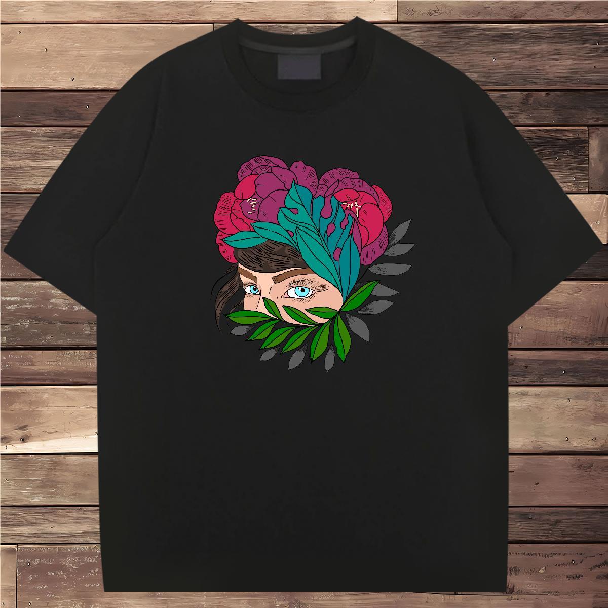 Mens T Shirts 230g Cotton portrait Anime Printing Street Short Sleeve Soft Black Oversized Tshirt for Man Woman DIY Customized TOP Quality Polos