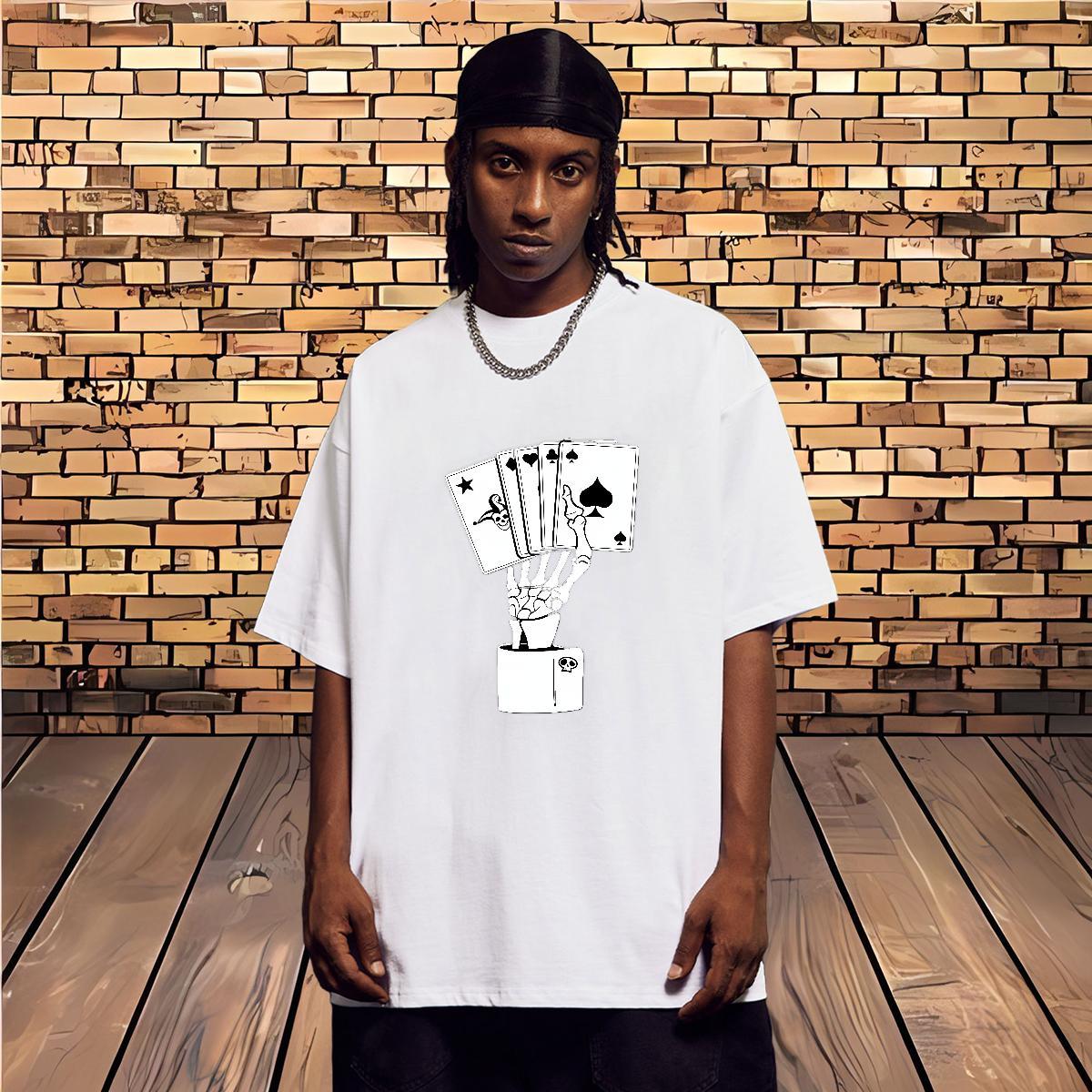 Wholesale Man T Shirts skull Tops Shirt 230g Pure Cotton Hip Hop Street Comfortable Custom Print Plus Size Crew Neck Tshirts