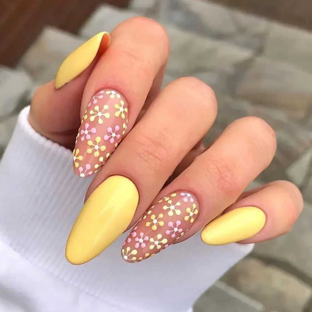 24 pieces/set of fake nails with glue fully covered nail tips pressed onto Med nails DIY manual oval head fake nails pink almond artificial nails W240
