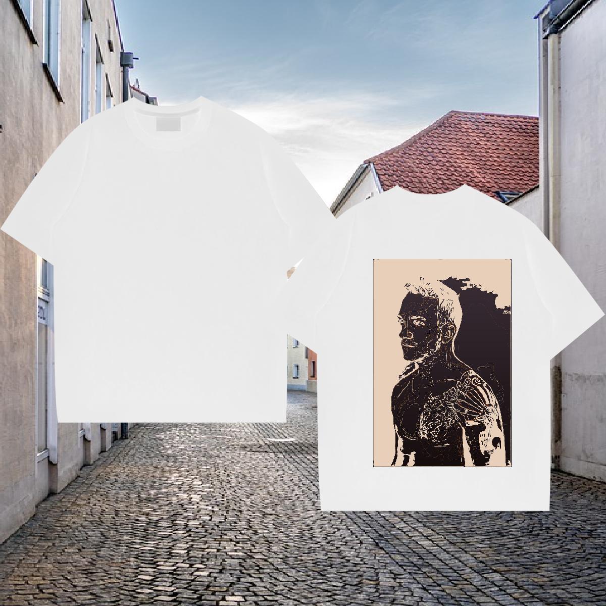 Fashion Casual T-Shirts portrait Tops Tees 230g 100% Cotton Spring Summer Comfortable DIY Breathable Couples T Shirts