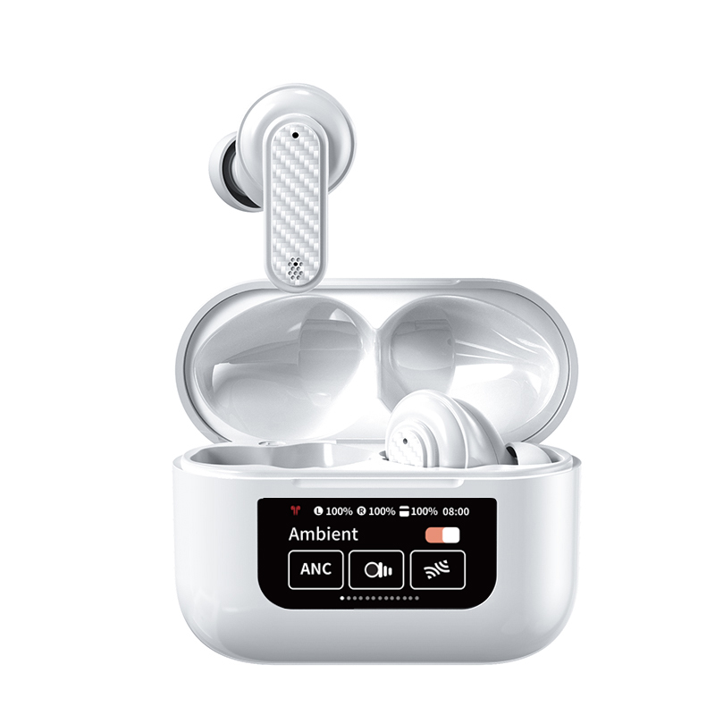 New Arrival Headphones YW08 TWS Wireless Earbuds Touch Screen In-Ear Led Display ANC Noise Reduction Gaming Earphones