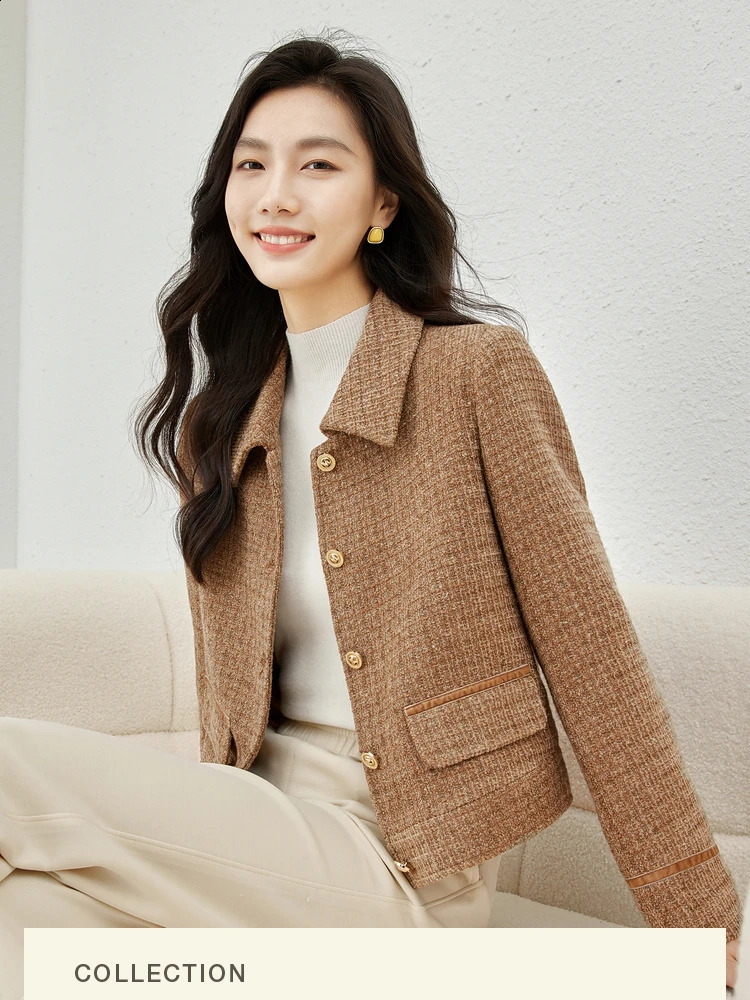 Vimly Elegant Pink Tweed Jacket Autumn Winter Clothes Women Single Breasted Long Sleeve Lapel Texture Coat Outerwear M2891 240812