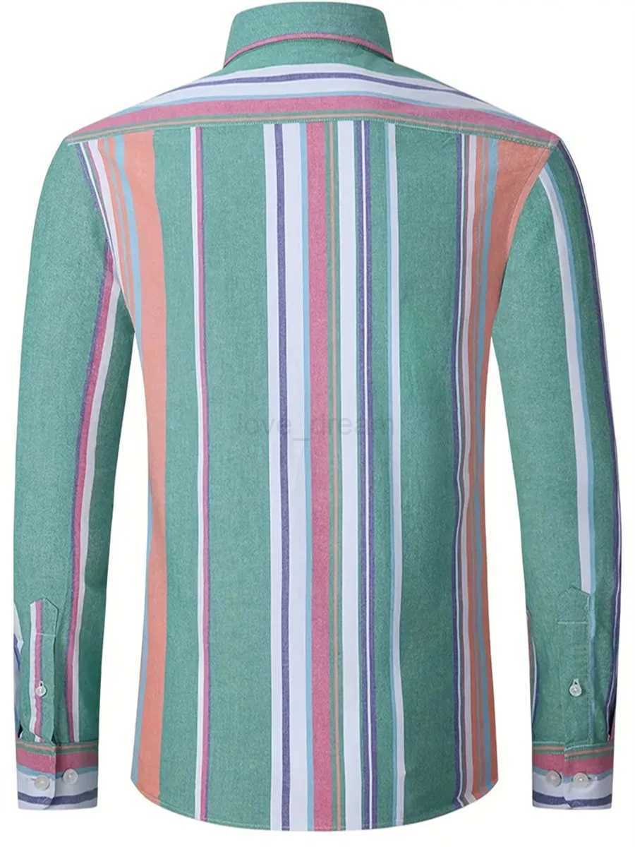 Mens shirt high quality striped business casual soft wear social soft comfortable material lapel plus size shirtXJ240812