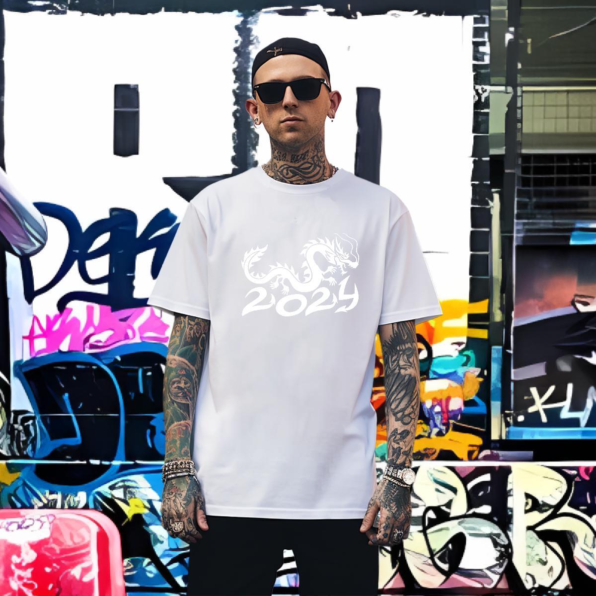 Customized 230g Pure Cotton Mens T Shirts Casual Beach Men Tees Clothes Crew Neck Loose Fit Black White