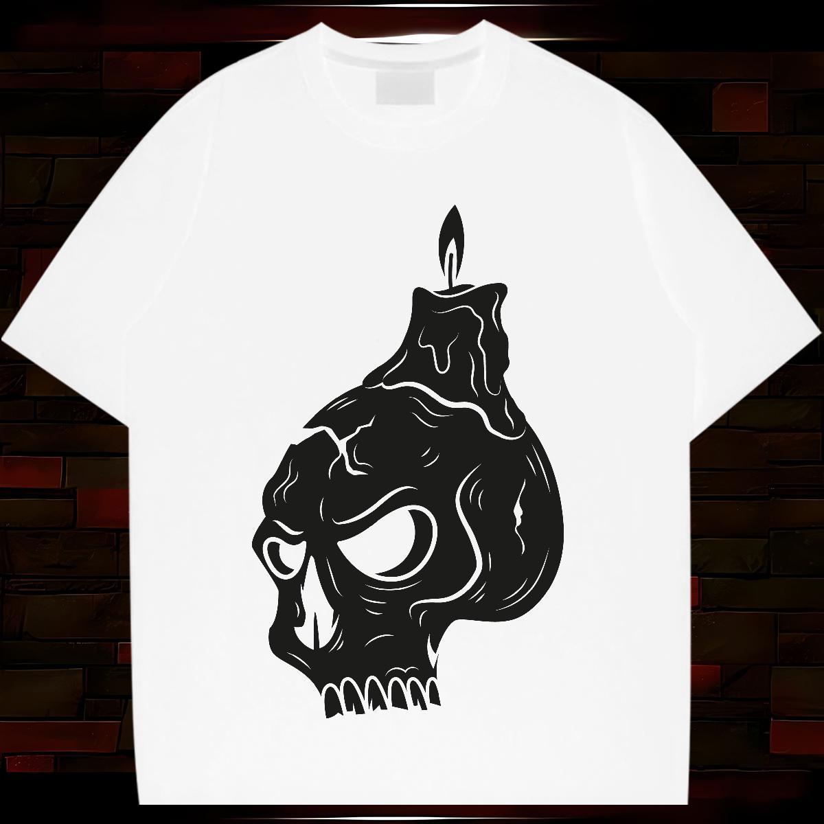 Casual New T-Shirts skull Tshirts 100% Cotton 230g Sports Casual Wholesale Skull Crew Neck Breathable Mens Tshirts