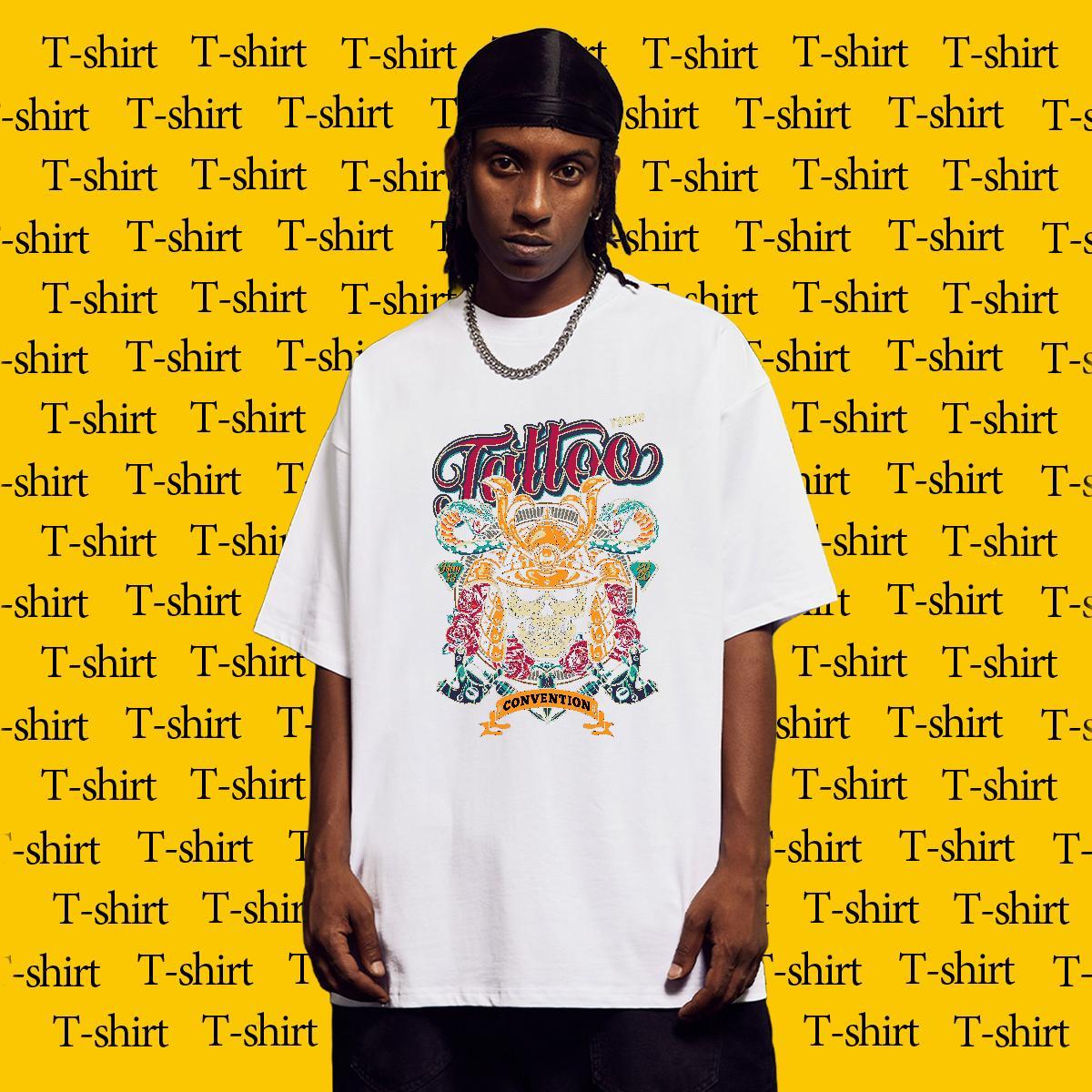2024 Summer T Shirts Men skull Top Tees 230g Pure Cotton Summer Casual Wholesale Customized Breathable Short Sleeve Tshirts