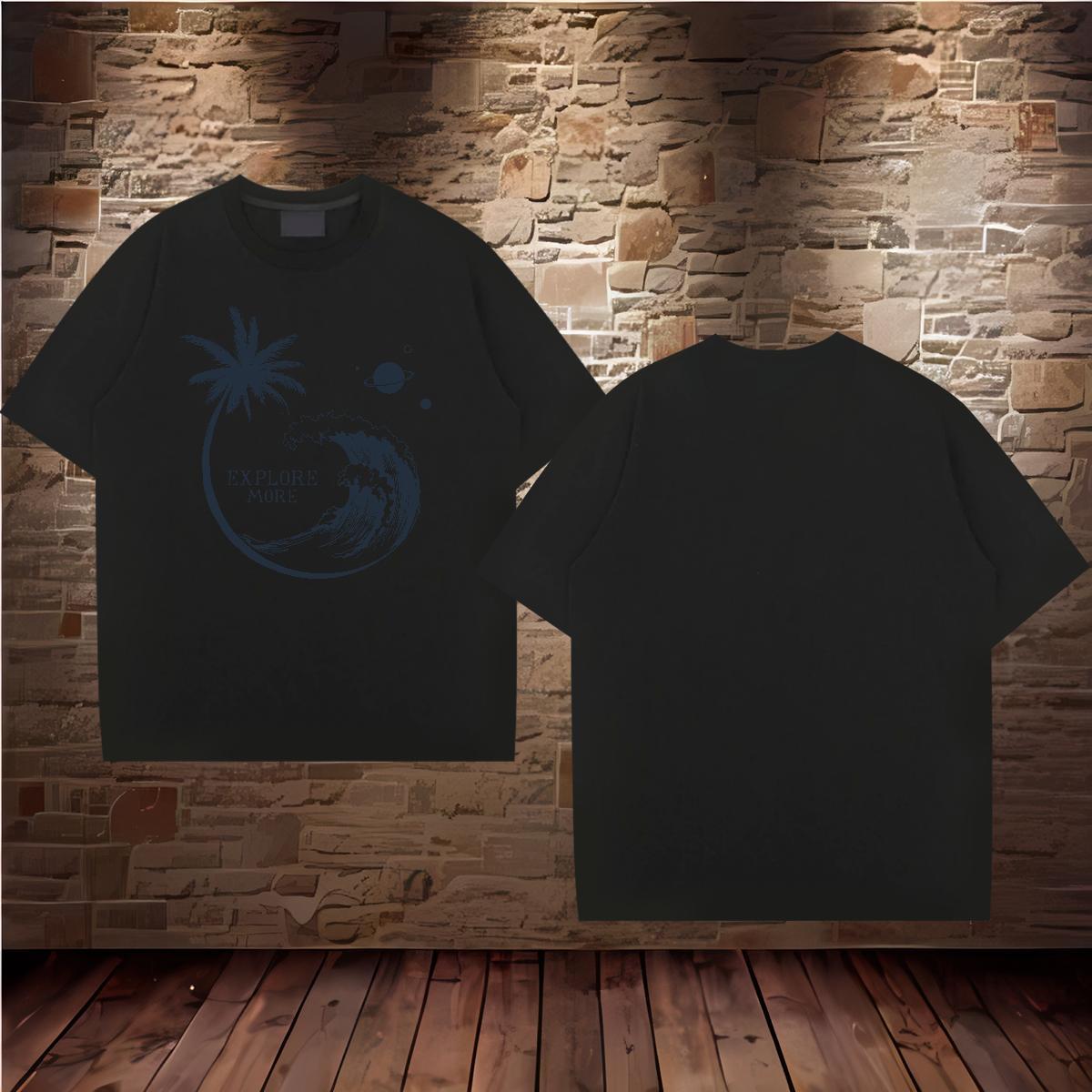 Designer Men Clothes T-Shirt sea wave 230g 100% Cotton Street Crew Neck Men T Shirts Oversized 4XL Fashion Designer Clothings