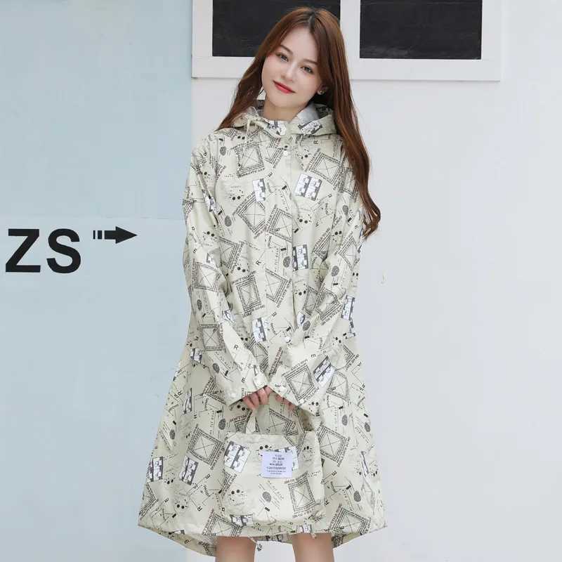 Knee Long Raincoats Women Waterproof Hooded Lightweight Rain Coat Cover Ponchos Two Way Zip Jacket Cloak PU Coating Y240810