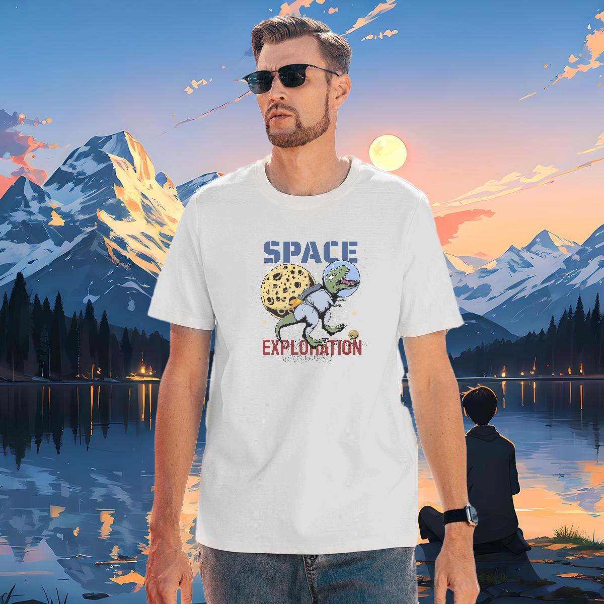 Loose Fit Couples T Shirts ET 230g 100% Cotton Casual Daily Wear Breathable Short Sleeve T Shirts Men Floral Print 2024 New Tees