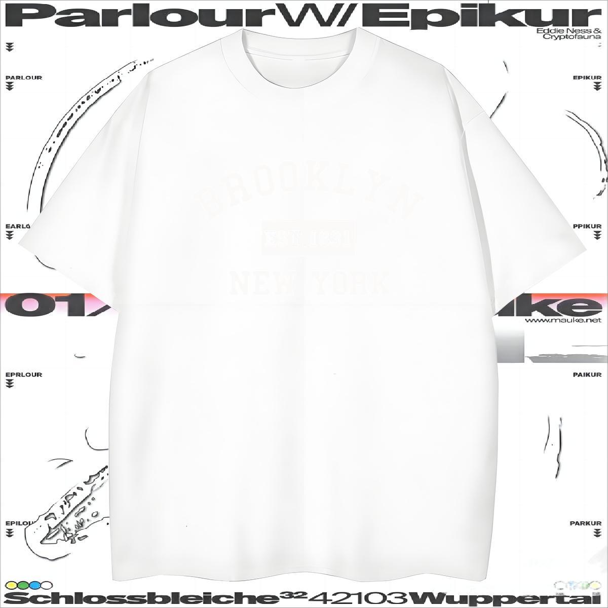 2024 Summer 230g 100% Cotton T-Shirts Brooklyn Casual Tshirts Tees Round Neck Short Sleeve TOP Quality Black Oversized