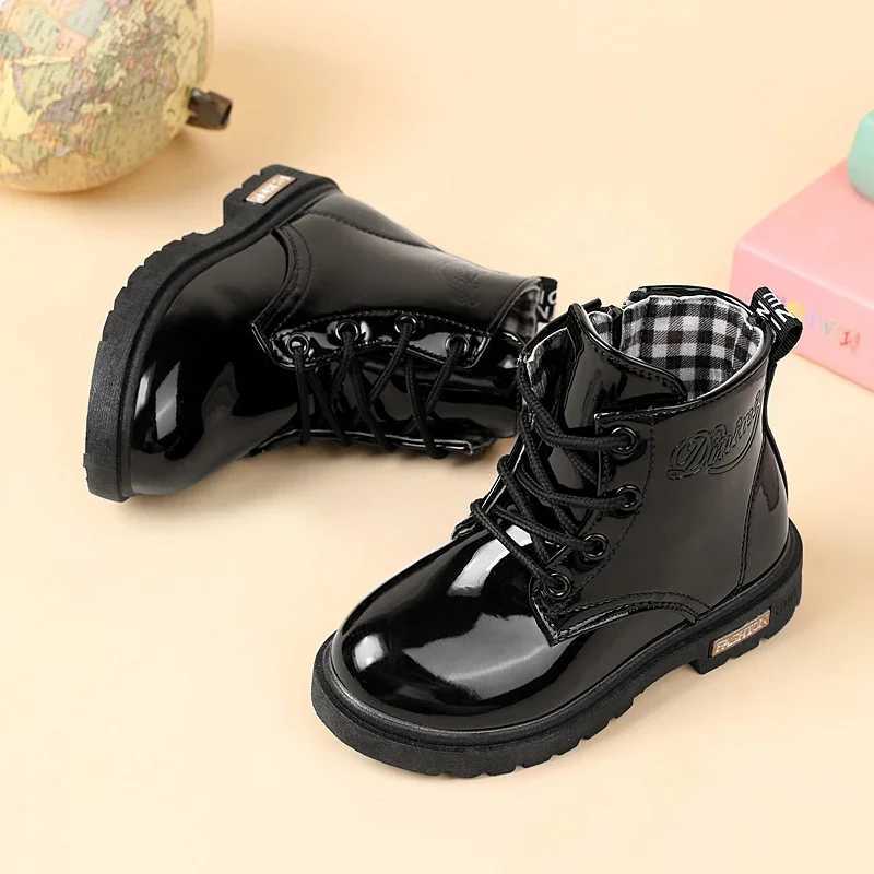 2024 New Winter Childrens Shoes PU Leather Waterproof Plush Boots Childrens Snow Boots Brand Girls and Boys Casual Boots Fashion Sports Shoes W240810