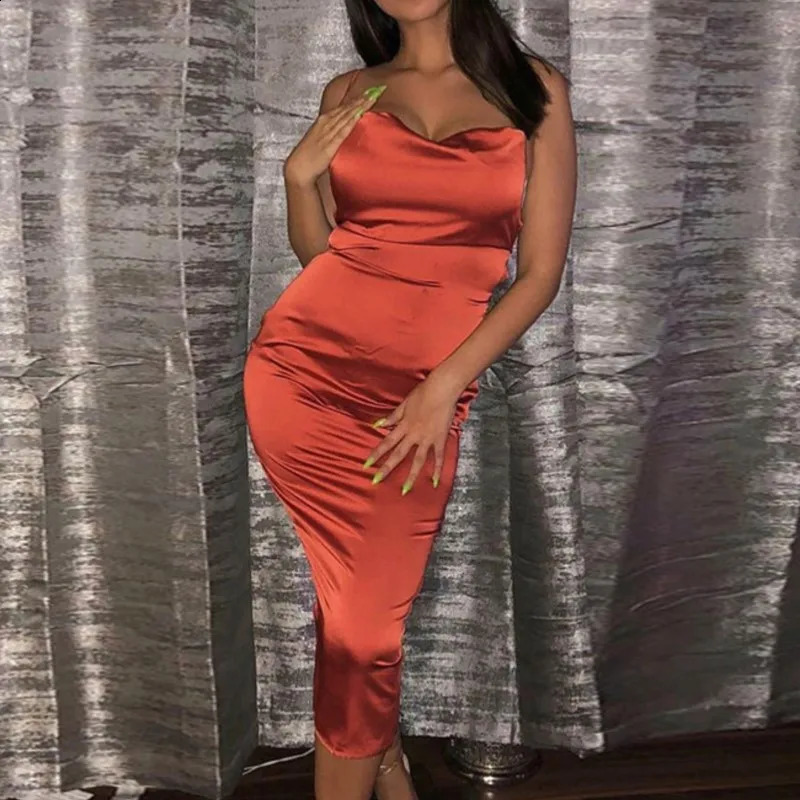 Sexy Solid Slip Suspenders Backless Dress Women Y2K Summer Elegant Sexy Slim Dress Strap Woman Evening Dress Birthday Party 240812