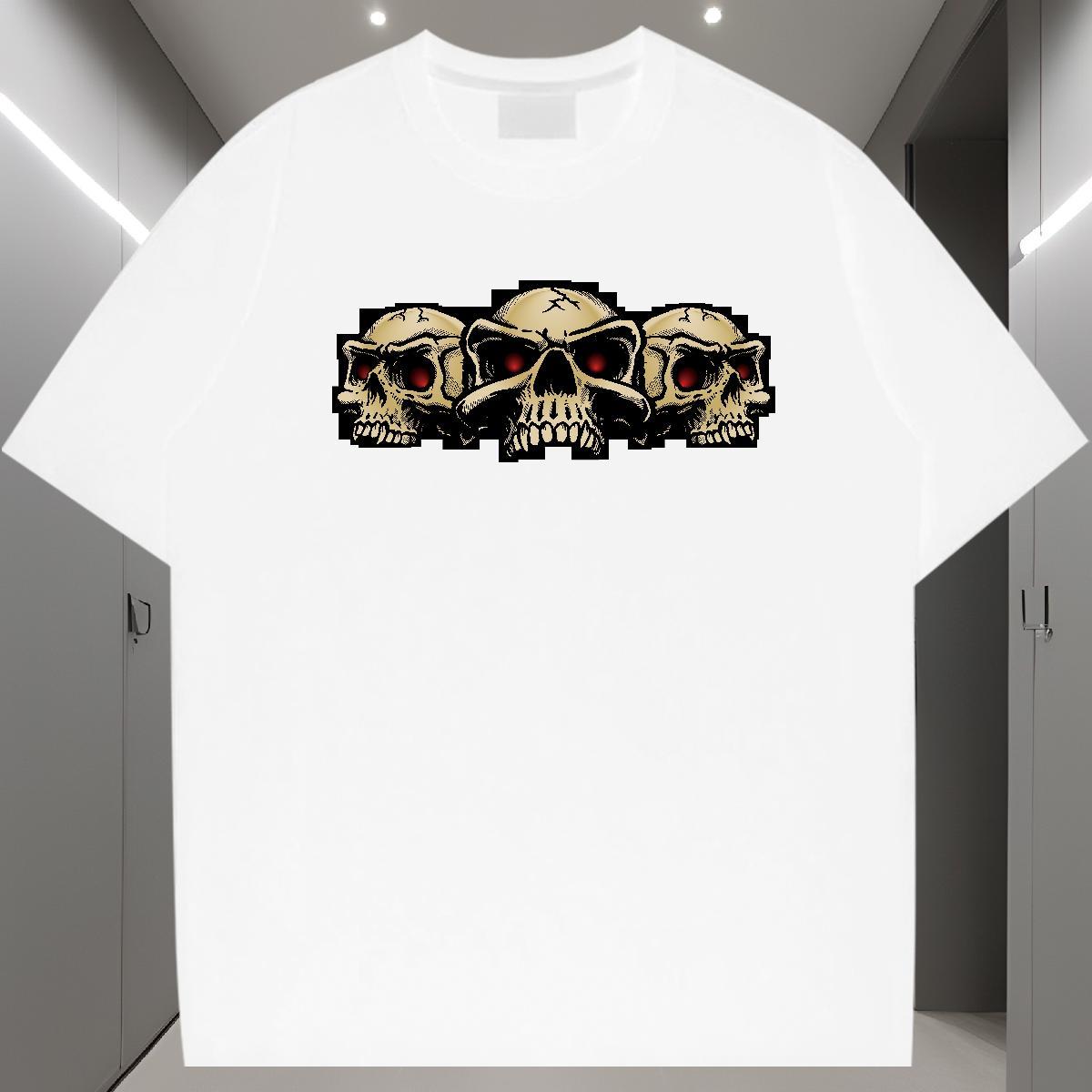 DIY Customized Man T Shirts skull Wear 230g Cotton Street wear Hip Hop Soft Plus Size Custom Short Sleeve O-Neck Men Clothes T-Shirt