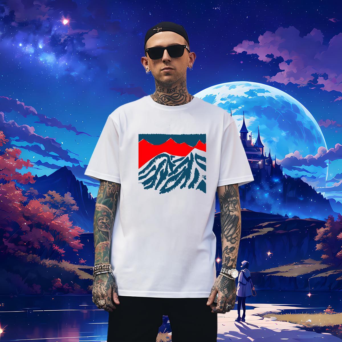Designer Men Clothes T-Shirt mountains 100% Cotton 230g Daily Wear Breathable T shirt Plus Size Custom Wholesale Polos