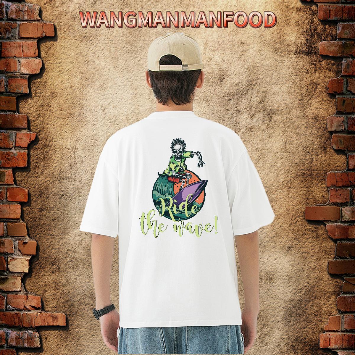 Casual New T Shirt For Man skull Tee Shirt 230g Cotton Daily Wear Free Shipping DIY Logo Oversized Round Neck Short Sleeve Men Tops Tees